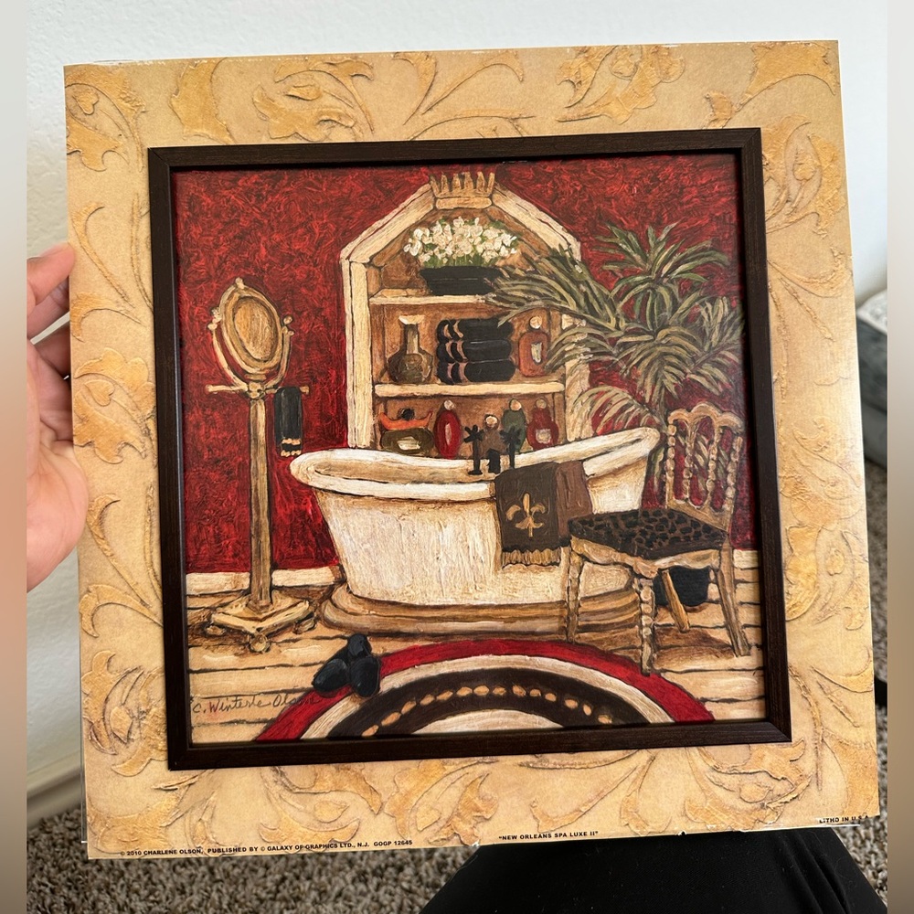 UNFRAMED BATHROOM PICTURE PRINT VICTORIAN  CLAWFOOT BATHTUB By Winterle Olson